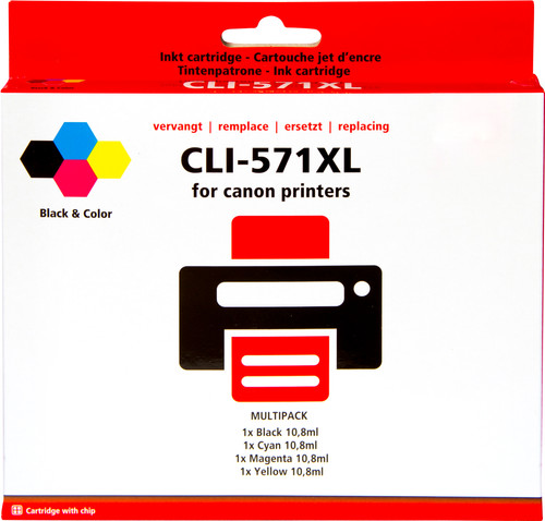 Pixeljet CLI 571 XL 4 Kleuren Pack Voor Canon Printers Coolblue