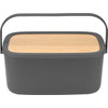 Brabantia Portapane Nic In Plastica Grigio Scuro - Con Coperchio In Bambù Usabile Come Vassoio - 39.5x25.5x17 Cm