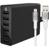 Anker Charger with 6 USB Ports 12W + BlueBuilt Lightning Cable 1.5m Nylon White