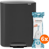 Brabantia Bo Pedal Bin 2x 30L Matte Black + Trash Bags (120 units)