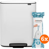 Brabantia Bo Pedal Bin 2 x 30 Liter White + Vuilniszakken (120 stuks)