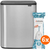 Brabantia Bo Touch Bin 2x 30L Steel Fingerprint Proof + Trash Bags (120 units)