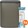 Brabantia Bo Touch Bin 2 x 30 Liter Platinum + Vuilniszakken (120 stuks)