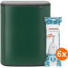 Brabantia Bo Touch Bin 2 x 30 Litres Pine Green + Sacs Poubelle (120 pièces)