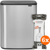 Brabantia Bo Touch Bin 60 Litres Acier Anti-Traces de Doigts + Sacs Poubelle (6 x 20 pièce