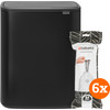 Brabantia Bo Touch Bin 60 Liter Mattschwarz + Müllsäcke (120 Stück)