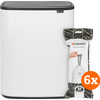 Brabantia Bo Touch Bin 60 Liter Weiß + Müllbeutel (120 Stück)