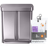 Simplehuman Rectangular Liner Pocket 24 + 34L Stainless Steel + Trash Bags (120 units)