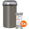 Brabantia Touch Bin 60 Liter Platinum + Vuilniszakken (120 stuks)