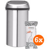 Brabantia Touch Bin 60 Liter Rvs Fingerprint Proof  + Vuilniszakken (120 stuks)