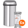 Brabantia Touch Bin 60 Liter Matt Steel + Vuilniszakken (120 stuks)