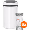 Brabantia Touch Bin 60 Liter White + Vuilniszakken (120 stuks)