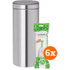 Brabantia Touch Bin 30 Litres Matt Steel + Sacs Poubelle (120 pièces)