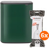 Brabantia Bo Touch Bin 60L Pine Green + Trash Bags (120 units)