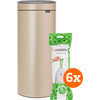 Brabantia Touch Bin 30L Metallic Gold + Trash Bags (120 units)