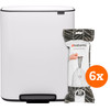 Brabantia Bo Pedal Bin 60L White + Trash Bags (120 units)