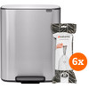 Brabantia Bo Pedal Bin 60L Stainless Steel Fingerprint-Proof + Trash Bags (120 units)