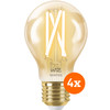 WiZ Smart Filament Light Standard Gold 4-pack - Warm to Cool White Light - E27