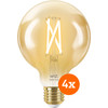 WiZ Smart Filament lamp Globe 4-pack - Warm tot Koelwit Licht - E27