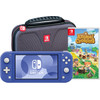 Nintendo Switch Lite Blue + Animal Crossing New Horizons + Bigben Travel Case