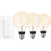 Philips Hue Filament White Ambiance Globe 3-pack + dimmer