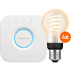 Philips Hue Filament White Ambiance Standard 4-pack + Bridge