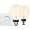 Philips Hue Filament White Ambiance Globe 2-Pack + Bridge