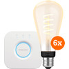 Philips Hue Filament White Ambiance Edison XL 6-Pack + Bridge