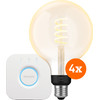 Philips Hue Filament White Ambiance Globe XL 4-Pack + Bridge