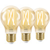 WiZ Smart Filament lamp Standaard Goud 3-pack - Warm tot Koelwit Licht - E27