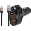 BlueBuilt Quick Charge Car Charger 18W Black + USB-C Cable 1.5m Nylon Black