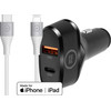 BlueBuilt Fast Car Charger 20W Black + Lightning Cable 1.5 Nylon White