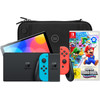 Nintendo Switch OLED Red/Blue + Super Mario Bros. Wonder + BlueBuilt Travel Case