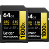 Lexar Professional 1800x GOLD 64 Go SDXC - Lot de 2