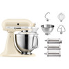 KitchenAid 5KSM185PSEAC Amandelwit + Pastaroller en -snijderset (3-delig)