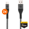 BlueBuilt USB-A to USB-C Cable 1.5m Kevlar Black Duo Pack