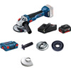 Bosch Professional GWS 18V-10 + 4,0 Ah GBA Akku und Schnellladegerät