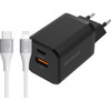 BlueBuilt Fast Charger with 2 USB Ports 38W + Lightning Cable 1.5m