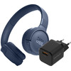 JBL Tune 520BT Blauw + BlueBuilt Quick Charge Oplader met Usb A Poort 18W Zwart