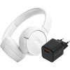 JBL Tune 670NC Wit + BlueBuilt Quick Charge Oplader met Usb A Poort 18W Zwart