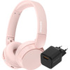 Philips TAH4209 Roze + BlueBuilt Quick Charge Oplader met Usb A Poort 18W Zwart