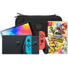 Nintendo Switch OLED Blauw/Rood + Mario Party Jamboree + BlueBuilt Beschermhoes