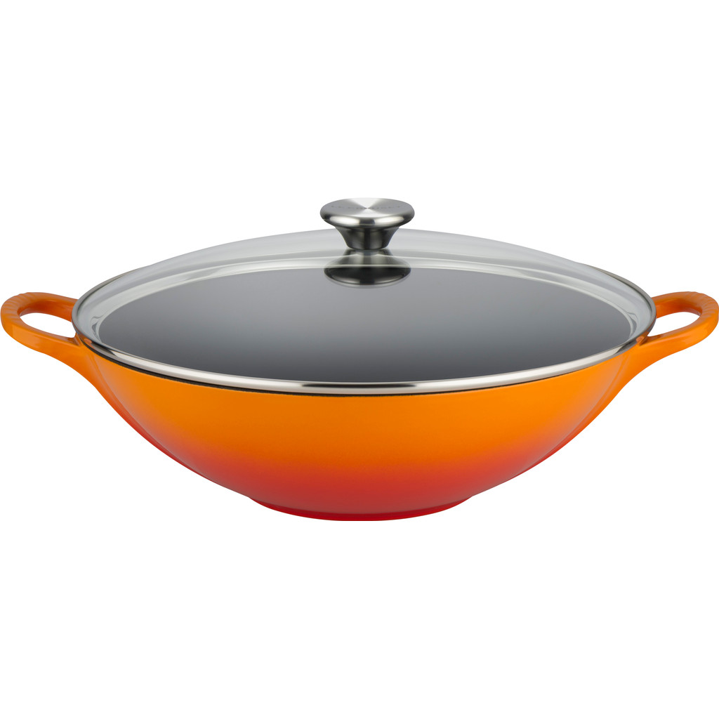 Le Creuset Gietijzeren Wok 32 cm Oranje-rood
