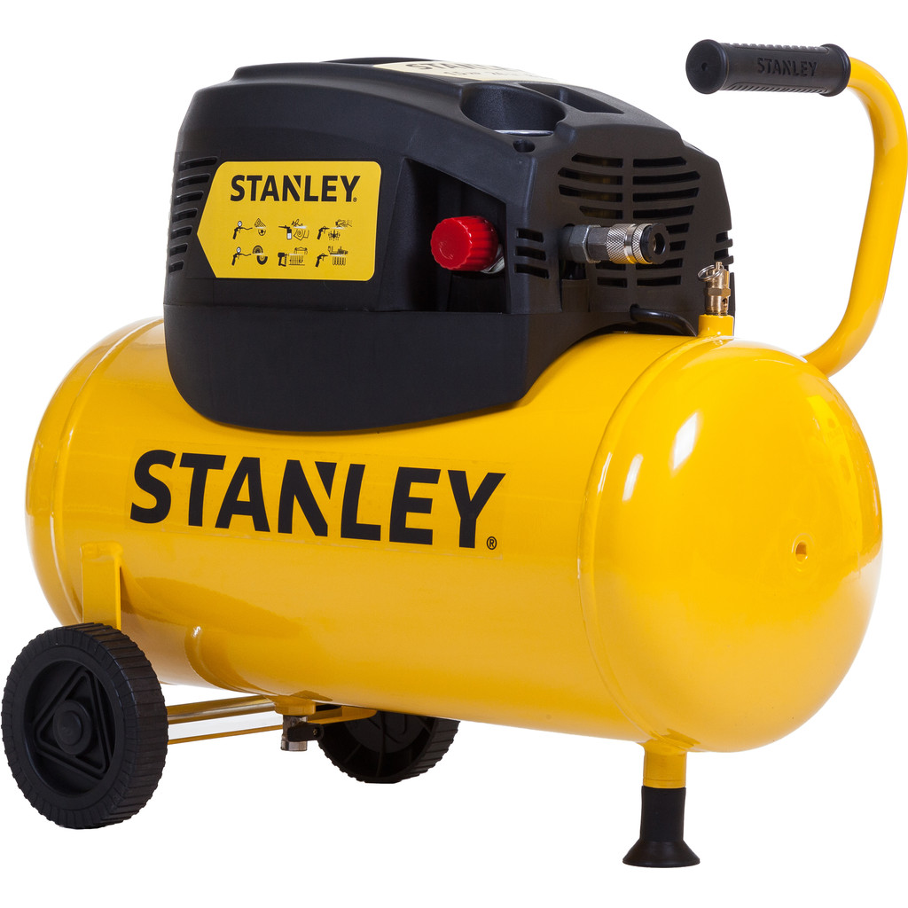 Stanley Compressor Dn200/8/24 Luchtcompressor 8 Bar 24l 180l/min Met Handvat En Wielen Olievrij Geel online kopen