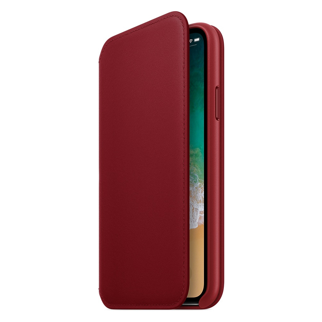Apple Iphone X Leather Folio Book Case Red apple kopen in de aanbieding