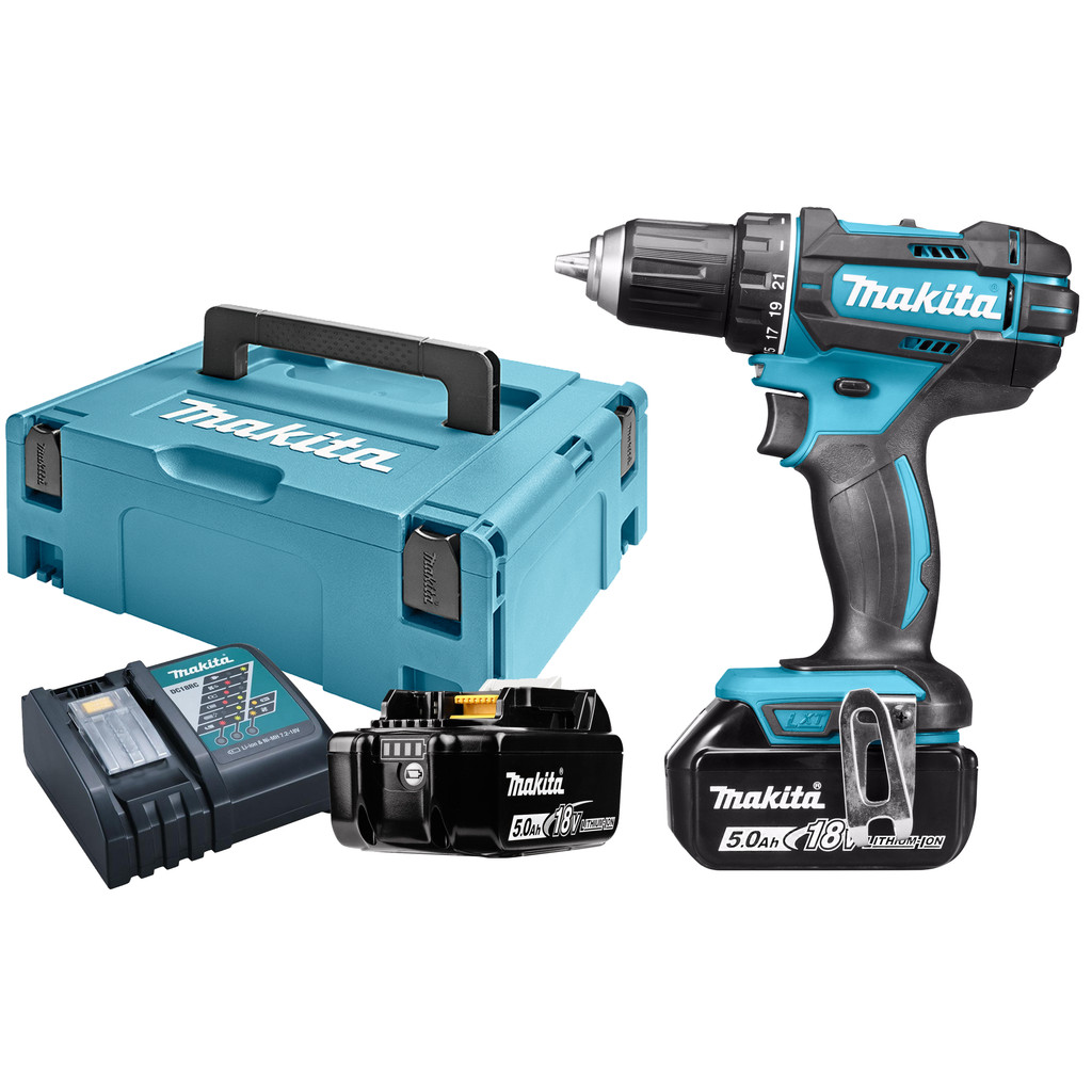Afbeelding van product Makita  DDF482RTJ 18v Boor-/schroefmachine 5,0 Ah accu (2 st), snellader, Mbox