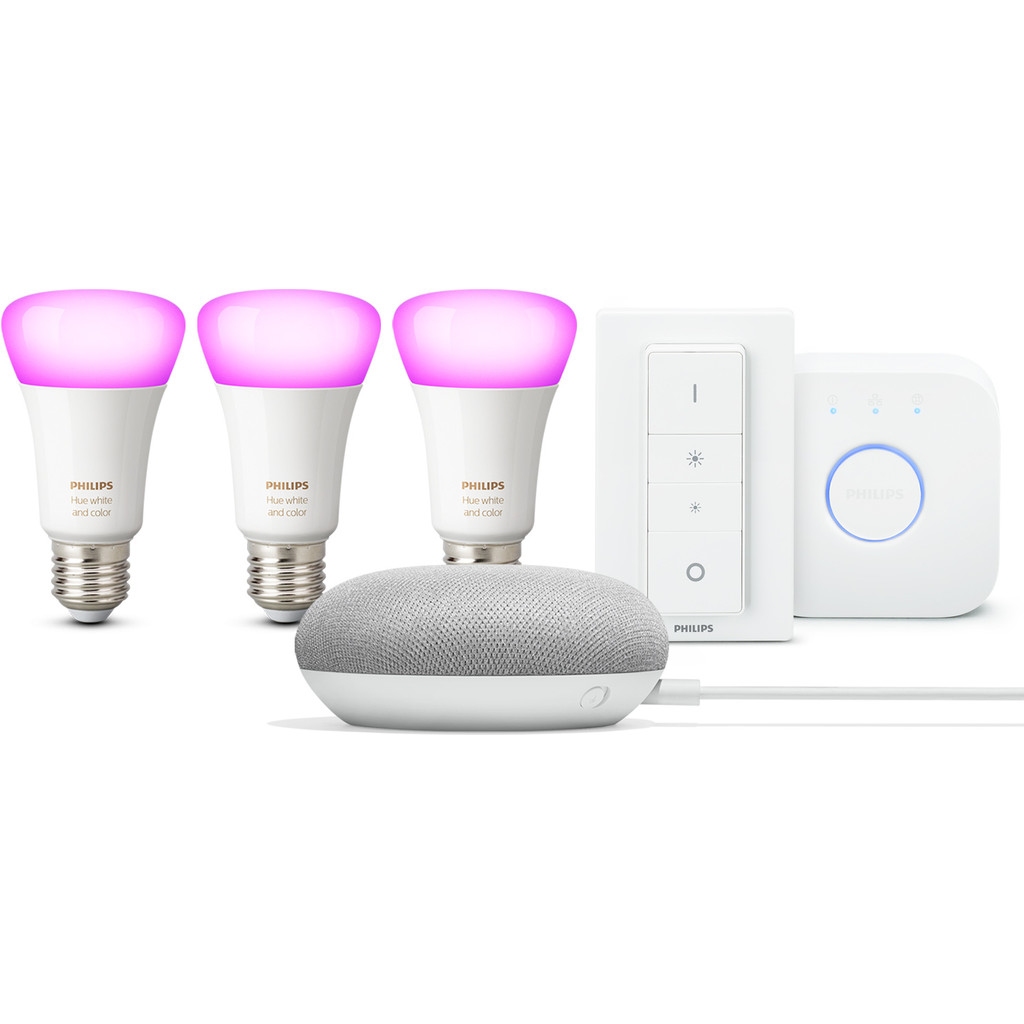 Google Home Mini Philips Hue Starter Pack philips kopen in de aanbieding