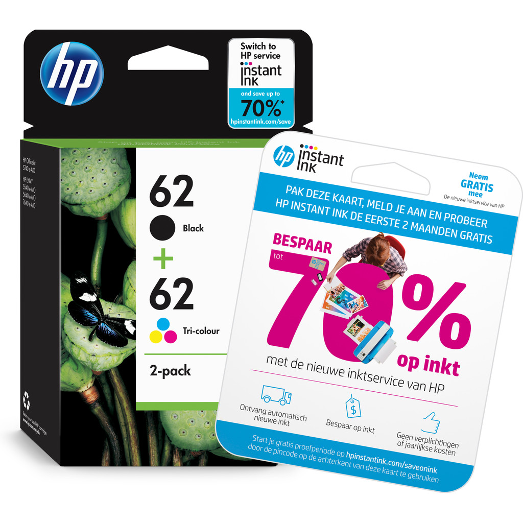 Hp 62 Cartridge Combo 2 Pack 4 Kleuren N9J71Ae hp kopen in de aanbieding