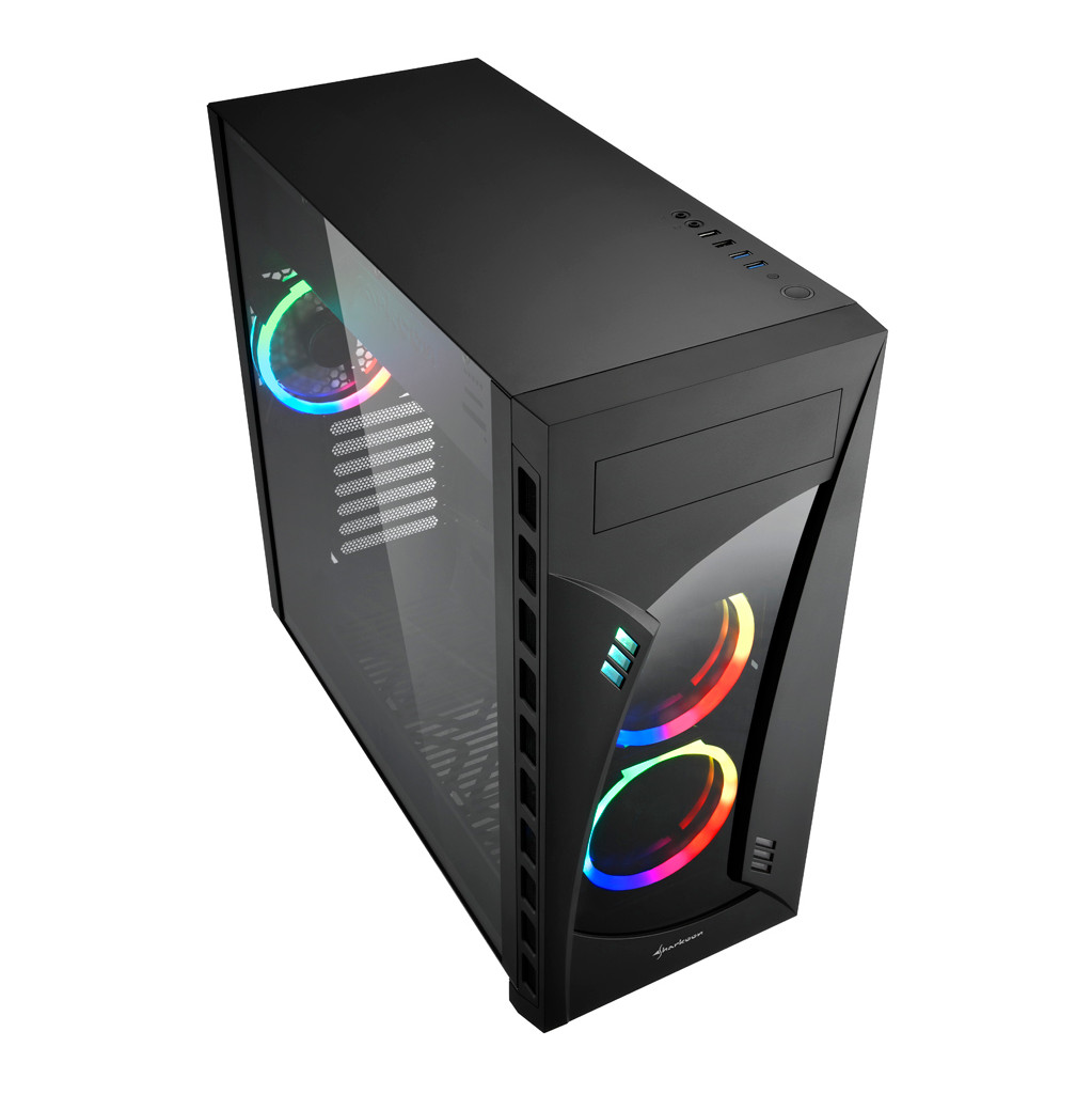 Sharkoon Night Shark Rgb Midi Atx Tower Zwart sharkoon kopen in de aanbieding