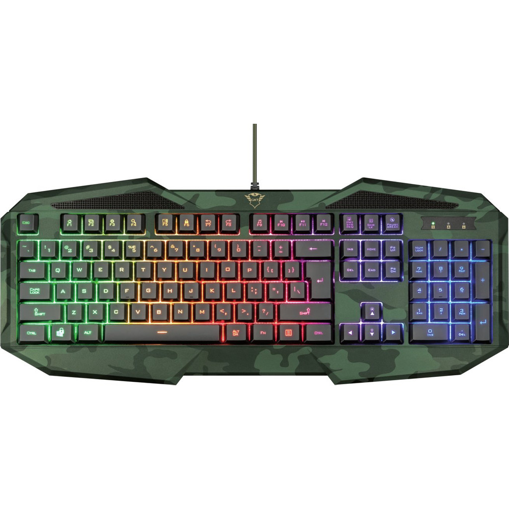 Trust Gxt 830Rw Avonn Gaming Toetsenbord Qwerty Camo trust kopen in de aanbieding